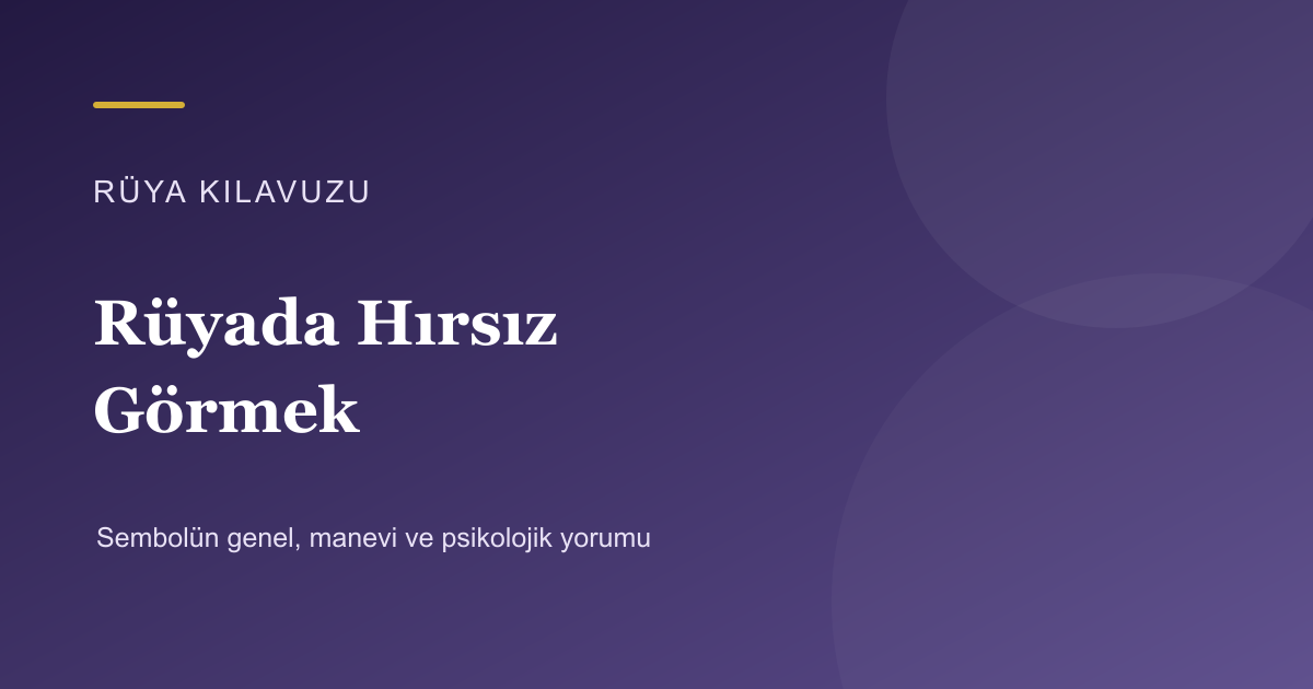 Rüyada Hırsız Görmek için Rüya Kılavuzu görseli